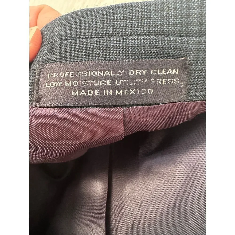 Evan Picone vintage men's wool suit Navy charcoal Windowpane size‎ 39 bottoms